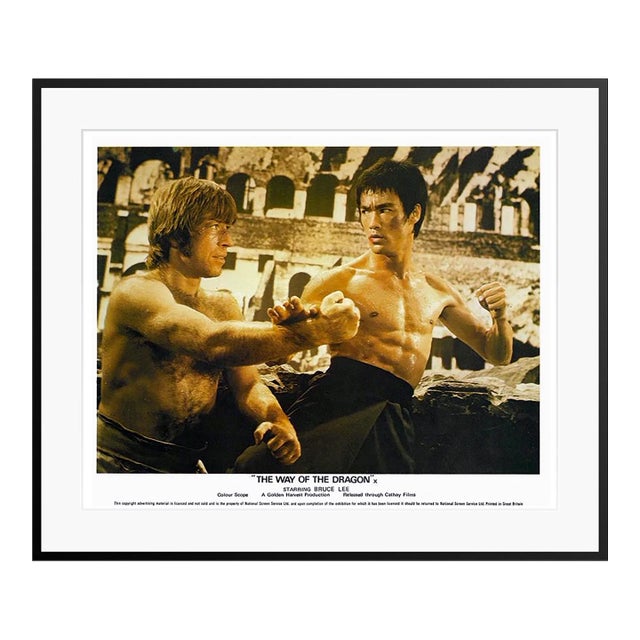 'The Way of the Dragon' 1972 Original Vintage Cinema Lobby Card Framed in Black For Sale