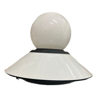 Space Age Double Light Lamp in Glass and Steel, 1970s For Sale