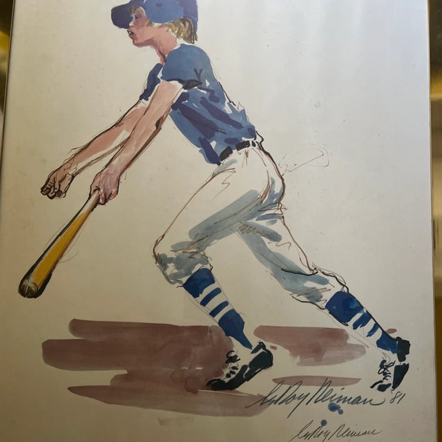 Metal Vintage Leroy Neiman Double Hand Signed Sport Framed Lithograph For Sale - Image 7 of 8