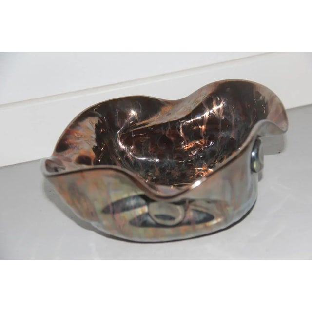Purple Metallic Ceramic Bowl by Giuseppe Mazzotti for MGA, 1950s For Sale - Image 8 of 10