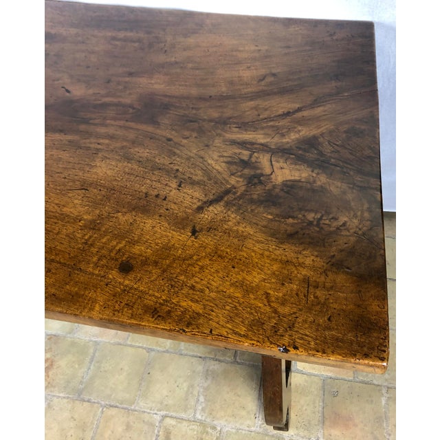 Brown Italian 18th Century Trestle Table, Baroque Style European Walnut Center Table For Sale - Image 8 of 11
