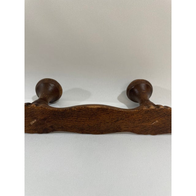 Vintage 1960s French Four Peg Faux Bamboo Wooden Coat Hat Rack For Sale - Image 11 of 17