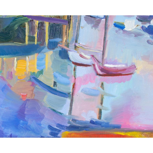 1994 “Blue Harbor” Oil on Canvas Painting By For Sale In Indianapolis - Image 6 of 9