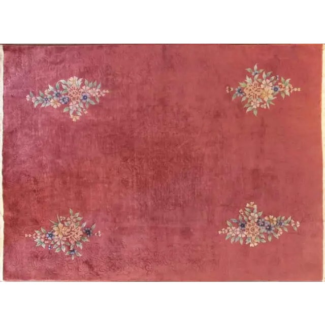 This wonderful Art Deco carpet was made in China, circa 1910s or 1920's. It has purchased from a nice home in New York....