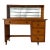 1950’s Mid-Century Modern Solid Wood Desk With Glass Top and Wall Mounted Display Shelf For Sale