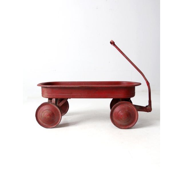 Mid 20th Century Mid-Century Red Toy Metal Wagon For Sale - Image 5 of 12