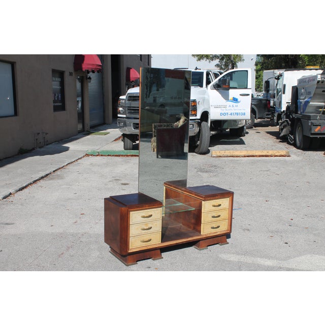 1930s C1930's French Art Deco Parchment Goat Skin 6 Drawer Glamorous Ladies Vanity For Sale - Image 5 of 12