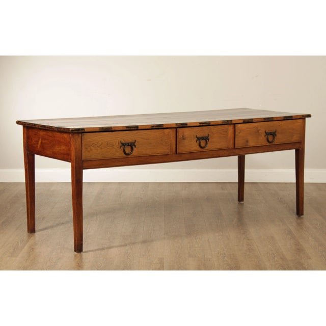 Late 20th Century Late 20th Century Lorin Marsh Rustic Style Painted Top Long Console Table For Sale - Image 5 of 13