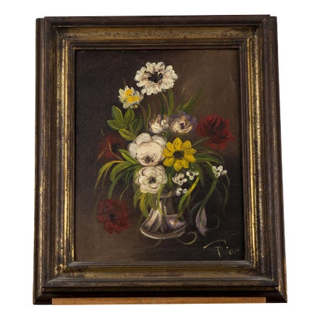 Still Life with Flowers, 20th Century, Oil, Framed For Sale