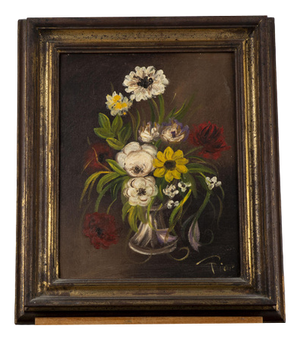 Still Life with Flowers, 20th Century, Oil, Framed