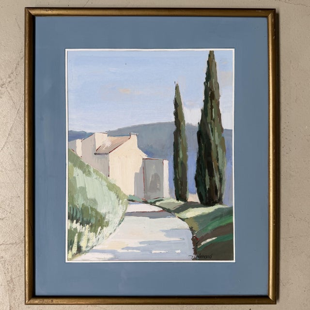 Jean Lallemand, Chemin À Gréoux, 1980s, Gouache, Framed For Sale - Image 9 of 9