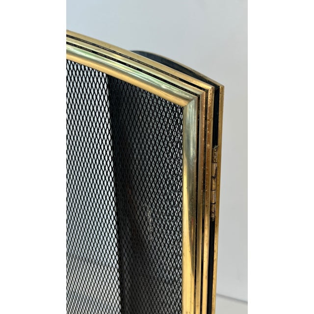 Neoclassical Style Brass Fire Screen and Grille With 3 Panels For Sale - Image 12 of 12