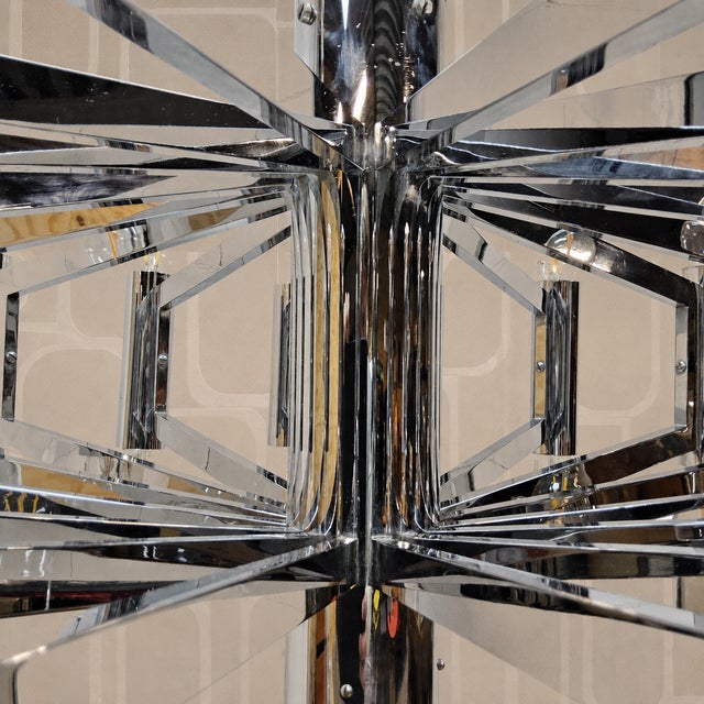 Silver Large Vintage Italian Space Age Chandelier in Chrome by Gaetano Sciolari, 1970s For Sale - Image 8 of 18