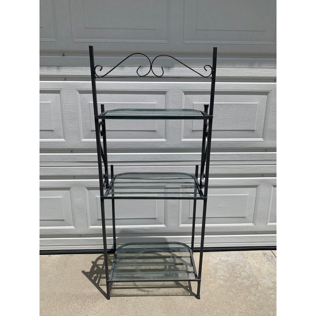 1990s Vintage Grey Wrought Iron Bakers Rack Chairish