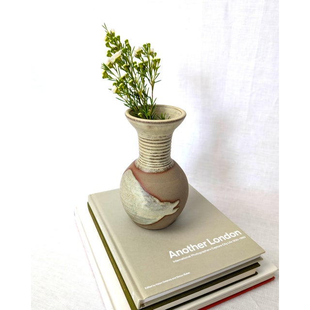 Small rustic Mediterranean style vintage ceramic vase, hand made by St Agnes Pottery studio, Cornwall. This classic...
