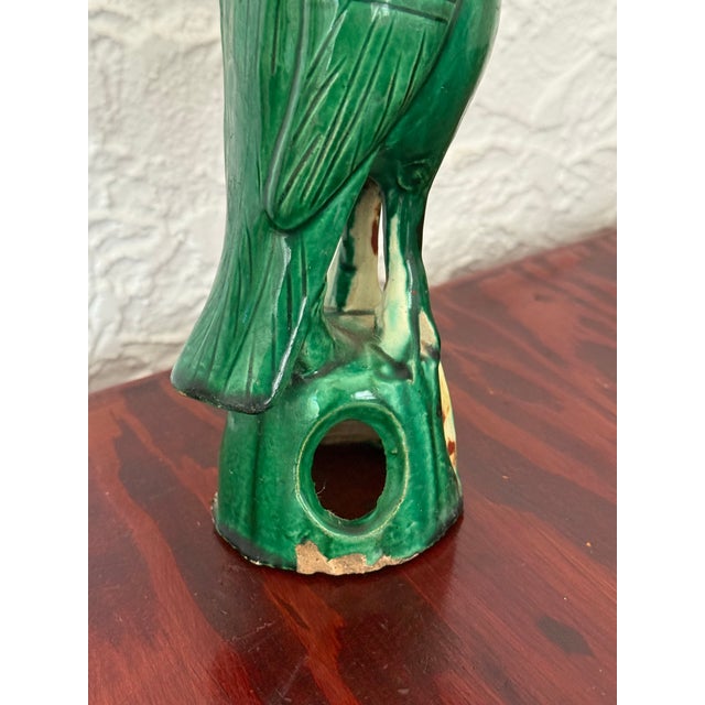 Antique Chinese Green Glazed Pottery Roof Tile Parrot For Sale - Image 6 of 10