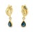 Mid-Century Modern Mid 20th Century 14k Yellow Gold Diamond Sapphire Tear Drop Pear Dangle Earrings, Pair For Sale - Image 3 of 4