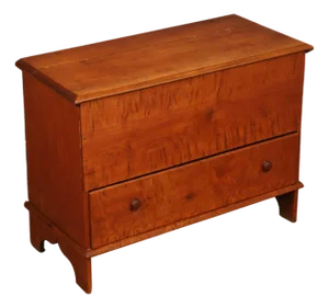 Antique American Country Birdseye Maple Blanket Chest With Lower Drawer