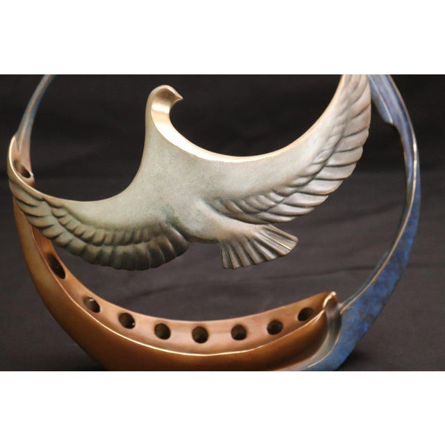 Signed Bill Mack “Icarus” Limited Edition, 348/1200, Dove of Peace, Bronze Sculpture, 1993 For Sale - Image 9 of 12