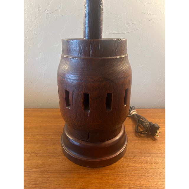 Vintage mid century wooden wagon wheel table lamp great for your mid century decor solid wood definitely a statement lamp