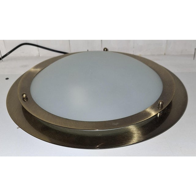 Vintage Ceiling Lamp with Gold-Colored Metal Frame and White Glass Shade by Honsel, 2005 For Sale - Image 4 of 8