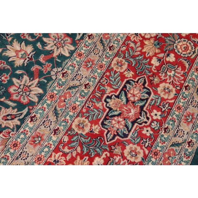 1990s Kashan Pak-Persian Green/Red Wool Rug - 10'1'' X 14'2'' For Sale - Image 5 of 8