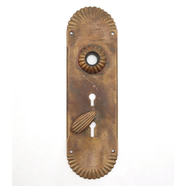 Vintage Bronze Fluted Door Knob & Plate Set For Sale - Image 9 of 10