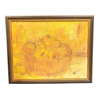 Vintage Mid-Century Abstract Impressionist Still Life Oil, Painting For Sale