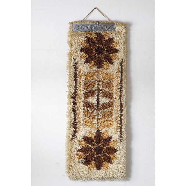 Vintage Scandinavian Wool Wall Rug with Metal Hanger For Sale - Image 4 of 4
