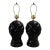 Vintage 1980s Postmodern Black Glazed Ceramic Table Lamps — Pair For Sale