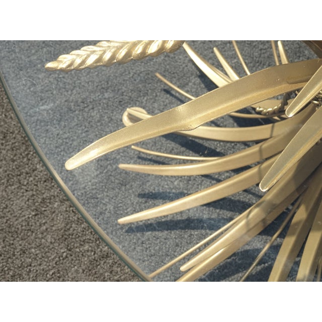 1970s Vintage Italian Gold Wheat Sheaf Side Table For Sale - Image 5 of 11