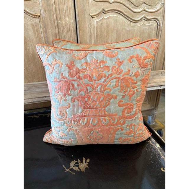 These are exceptional and rare Fortuny textile pillows, distinguished by their quilted construction and richly layered...