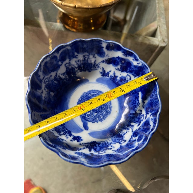 Antique Japanese Meiji Period Blue Bowl For Sale - Image 4 of 8