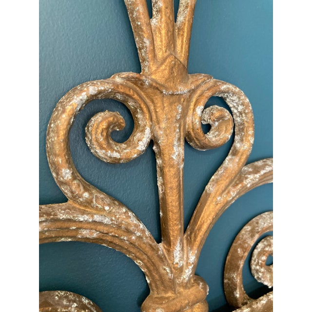 Vintage Cast Iron Fleur-De-Lis Wall Planter With Scrollwork For Sale - Image 10 of 12