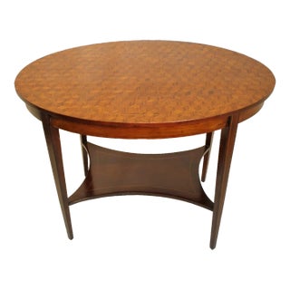 Inlaid English Edwardian Parquetry Top Oval Mahogany Center Table, 19th C. For Sale
