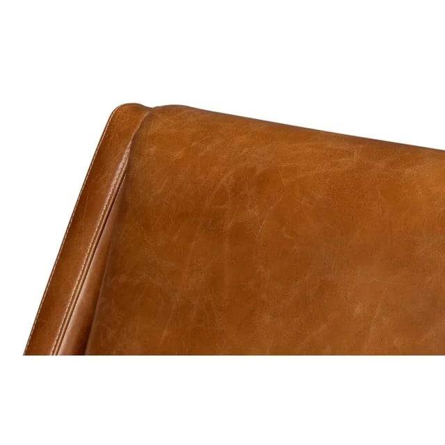 Contemporary Brown Leather Accent Chair For Sale In Raleigh - Image 6 of 10