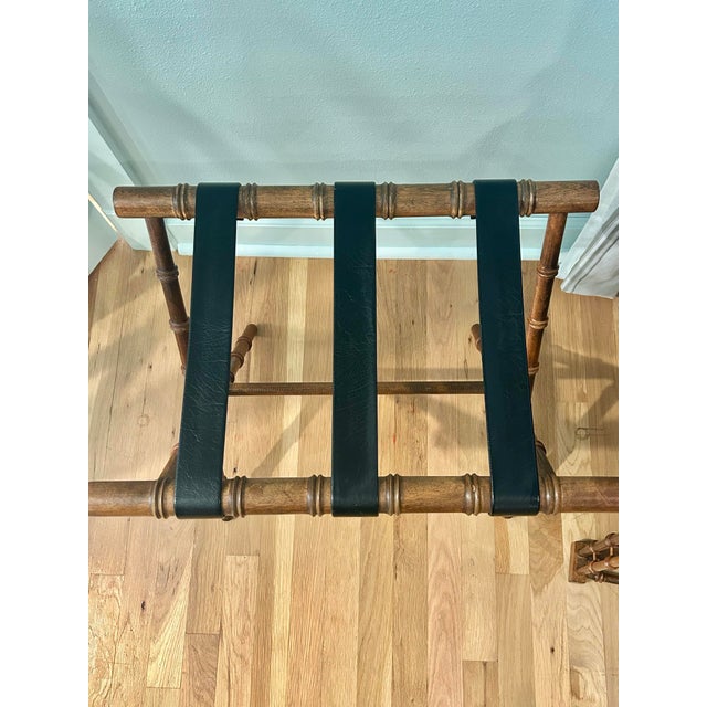 Vintage Faux Bamboo Palm Beach Folding Tray Table With Gallery Rail and Glass Top For Sale - Image 10 of 13