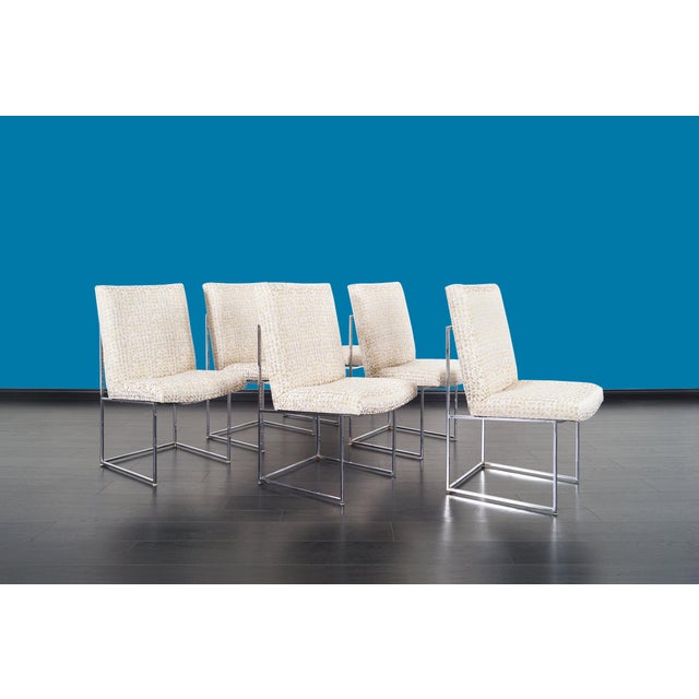 1970s Vintage "Thin Line" Chrome Dining Chairs by Milo Baughman for Thayer Coggin For Sale - Image 5 of 13