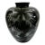Vintage 1960s Large Black Lacquer Over Bamboo Urn Vase With Silver Floral Design For Sale