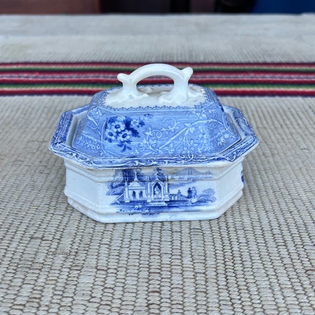 A Rare Antique Ironstone Blue Transfer Decorated Covered Soap Dish With Insert, Circa 1850’s For Sale - Image 12 of 12