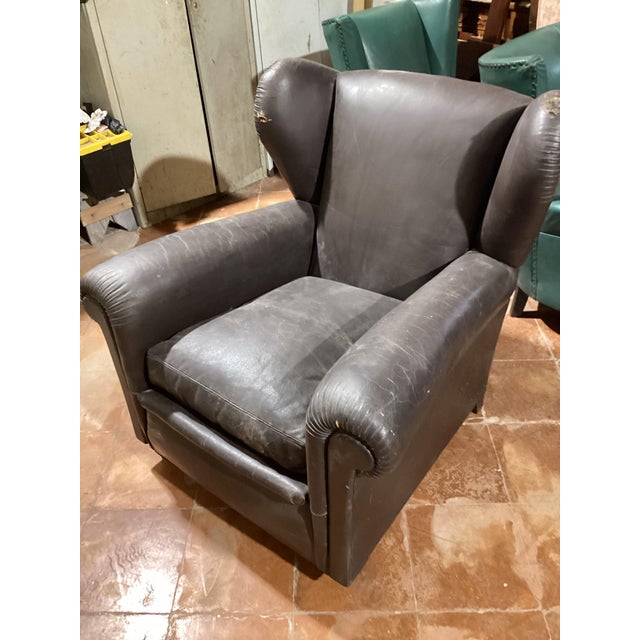 Animal Skin Leather Lounge Chair from Poltrona Frau, 1940s For Sale - Image 7 of 8