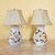 Contemporary Hand‑Painted Floral Ceramic Lamps W/ Faux Leather Shades – Pair For Sale - Image 11 of 18