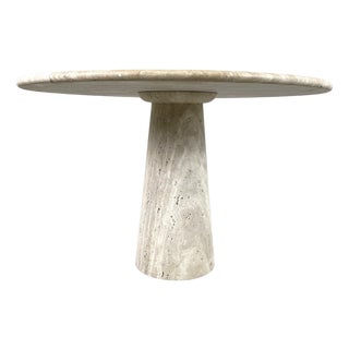 Travertine Dining Table in the style of Angelo Mangiarotti, 1970s For Sale