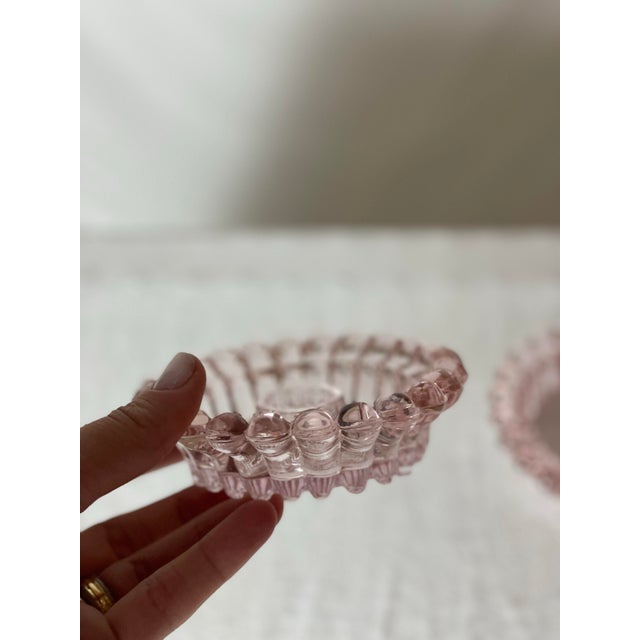 Mid-Century Modern Pair of 1950s Pink Glass Taper Candle Stick Holders For Sale - Image 3 of 5