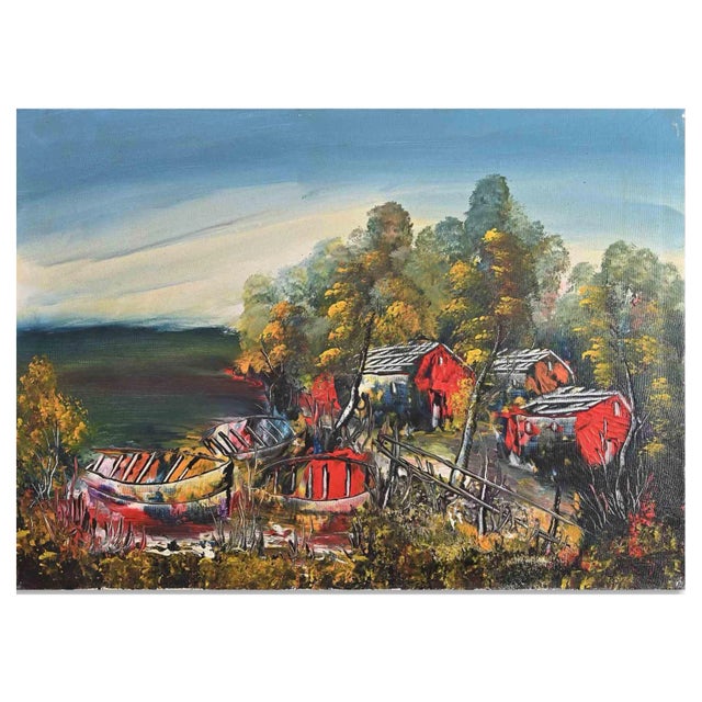 Antonino Pecoraro, View of Baren, Original Oil on Canvas, Late 20th-Century For Sale