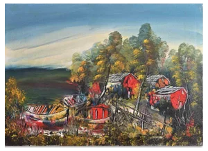 Antonino Pecoraro, View of Baren, Original Oil on Canvas, Late 20th-Century