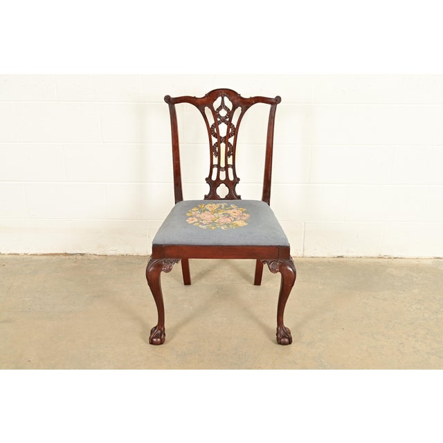 A gorgeous antique Chippendale or Georgian style side chair or dining chair In the manner of Baker Furniture USA, Circa...