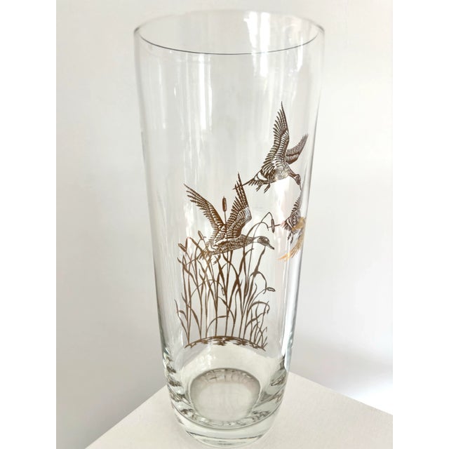 1980s 1980s Gold Flying Geese Glass Vase For Sale - Image 5 of 8