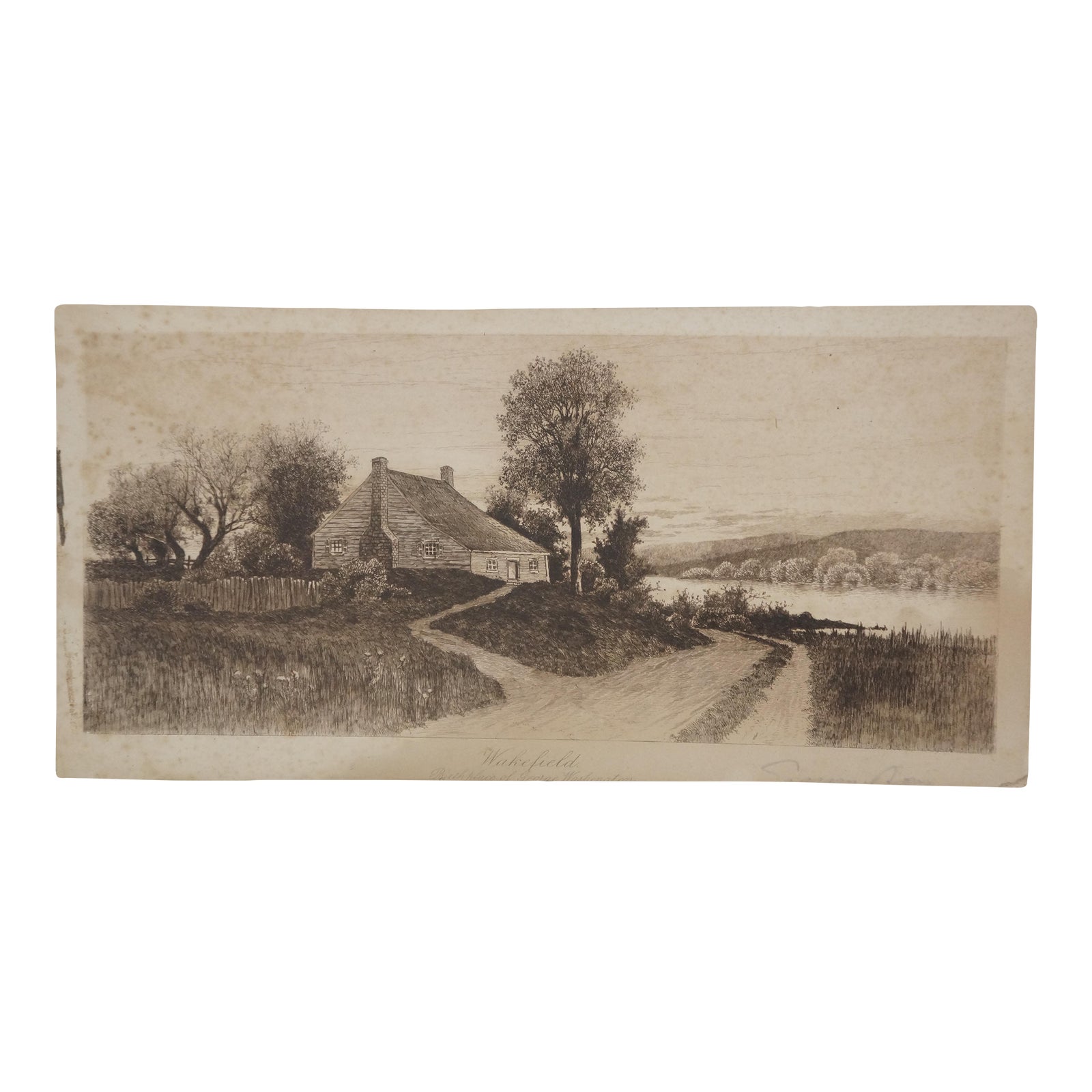 Antique Ernest C Rost Signed Wakefield Birthplace of George Washington ...