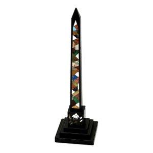 Beautiful Antique Mid 19th Century Italian Pietra Dura "Hard Stone" Inlay Decorative Obelisk - "Grand Tour" Souvenir